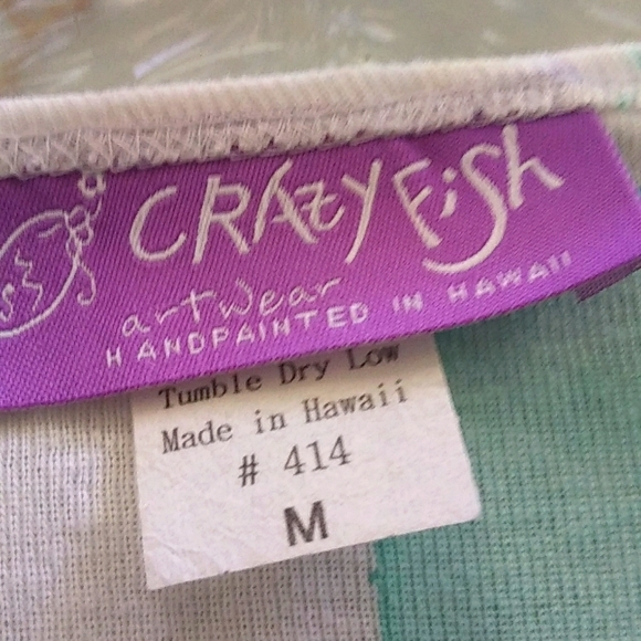 CRAZY FISH ART WEAR LONG SLEEVE FLORAL PATTERN TEE SHIRT, FRONT/BACK,S-MED - Picture 6 of 8